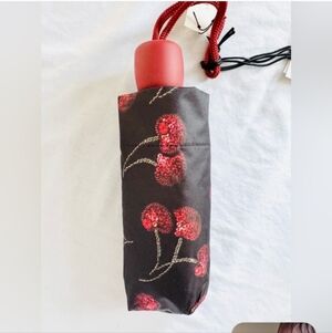 Coach Black and Red Sequins Cherry Umbrella NEW